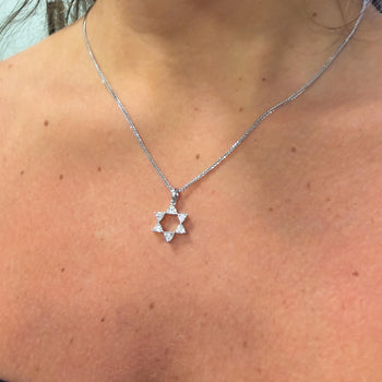 Diamond Star of David Pendant 18K White Gold Necklace – Assay Jewelers
