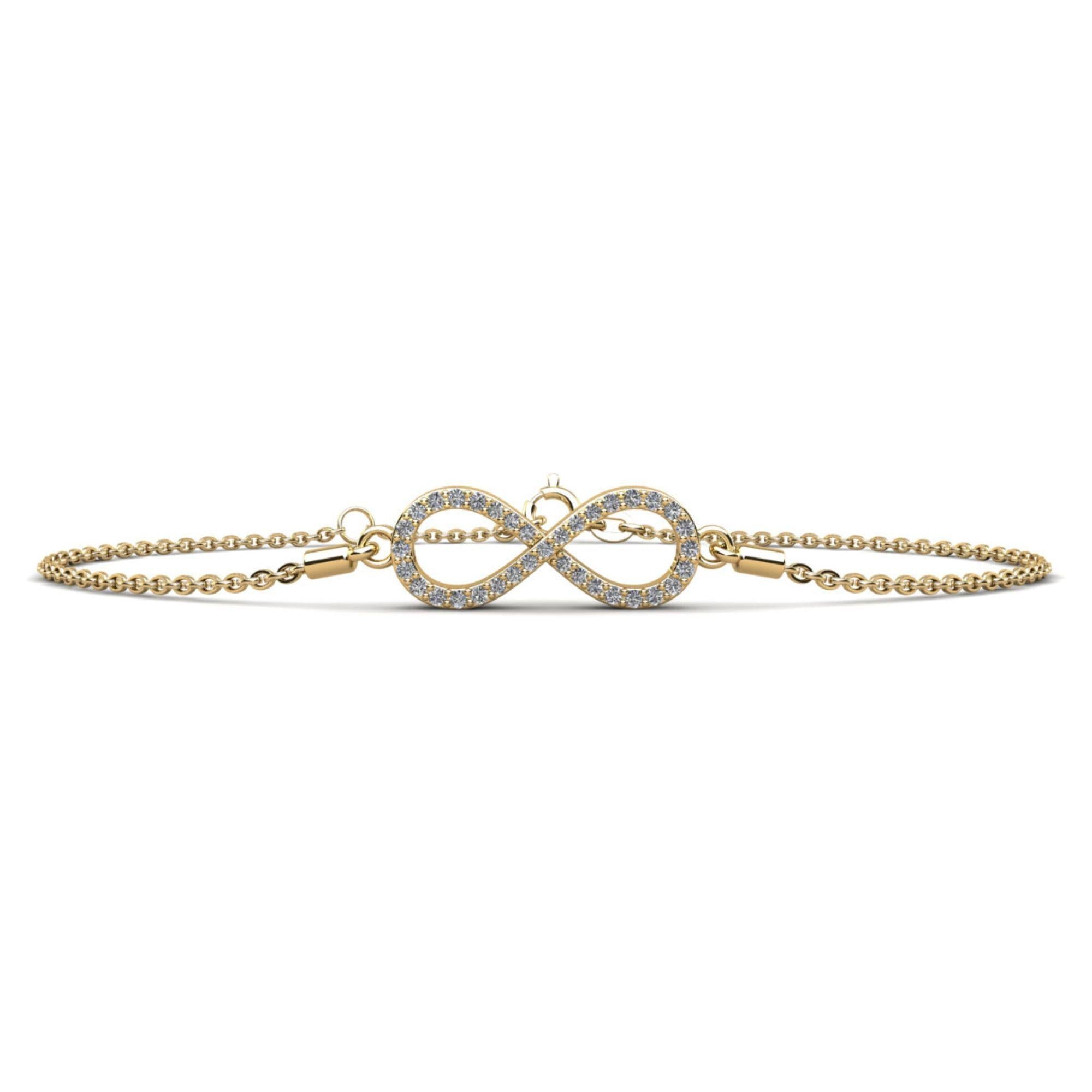 Infinity Pave Diamond Charm Bracelet in 14K