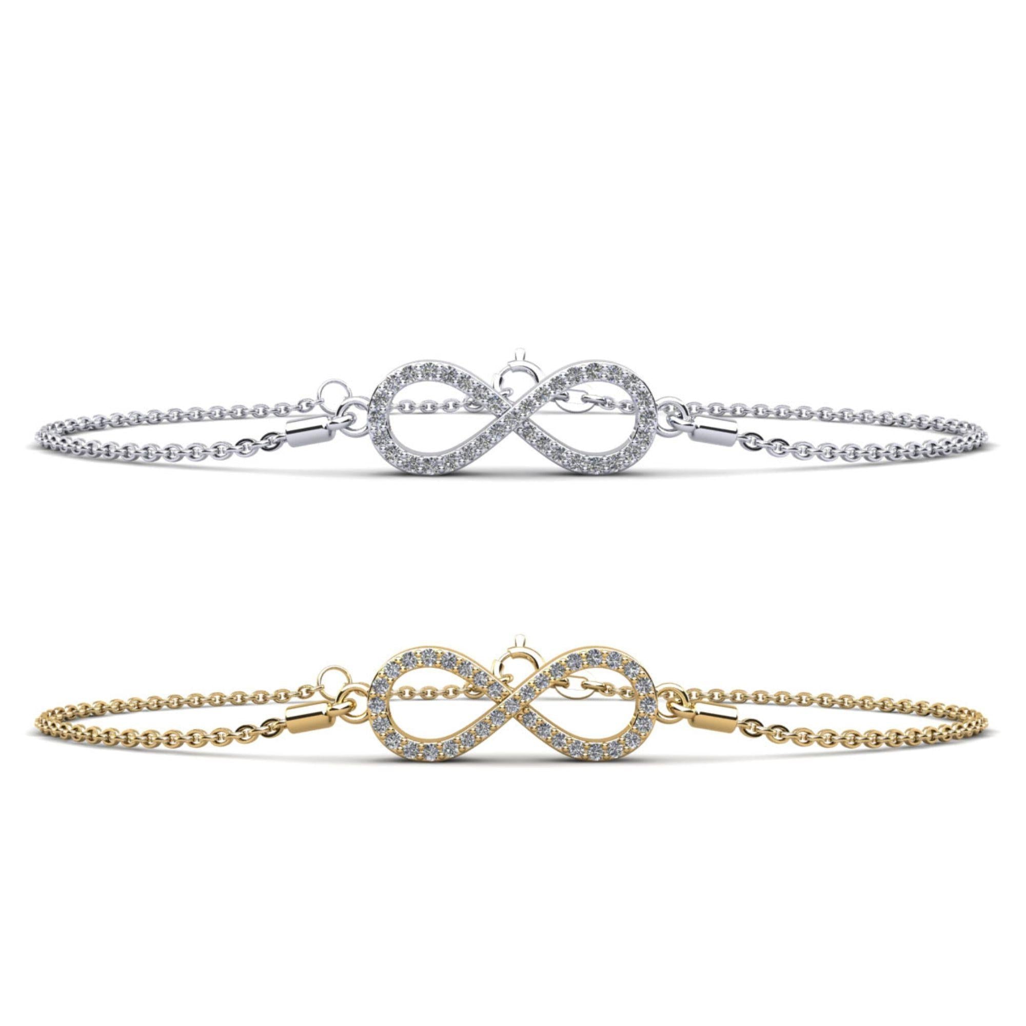 Infinity Pave Diamond Charm Bracelet in 14K