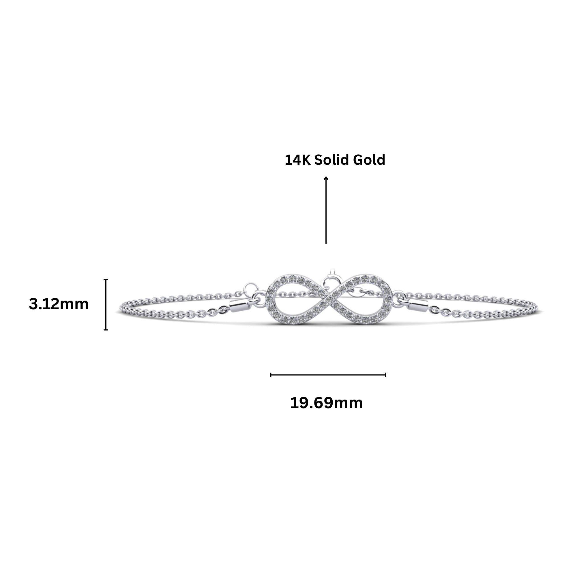 Infinity Pave Diamond Charm Bracelet in 14K