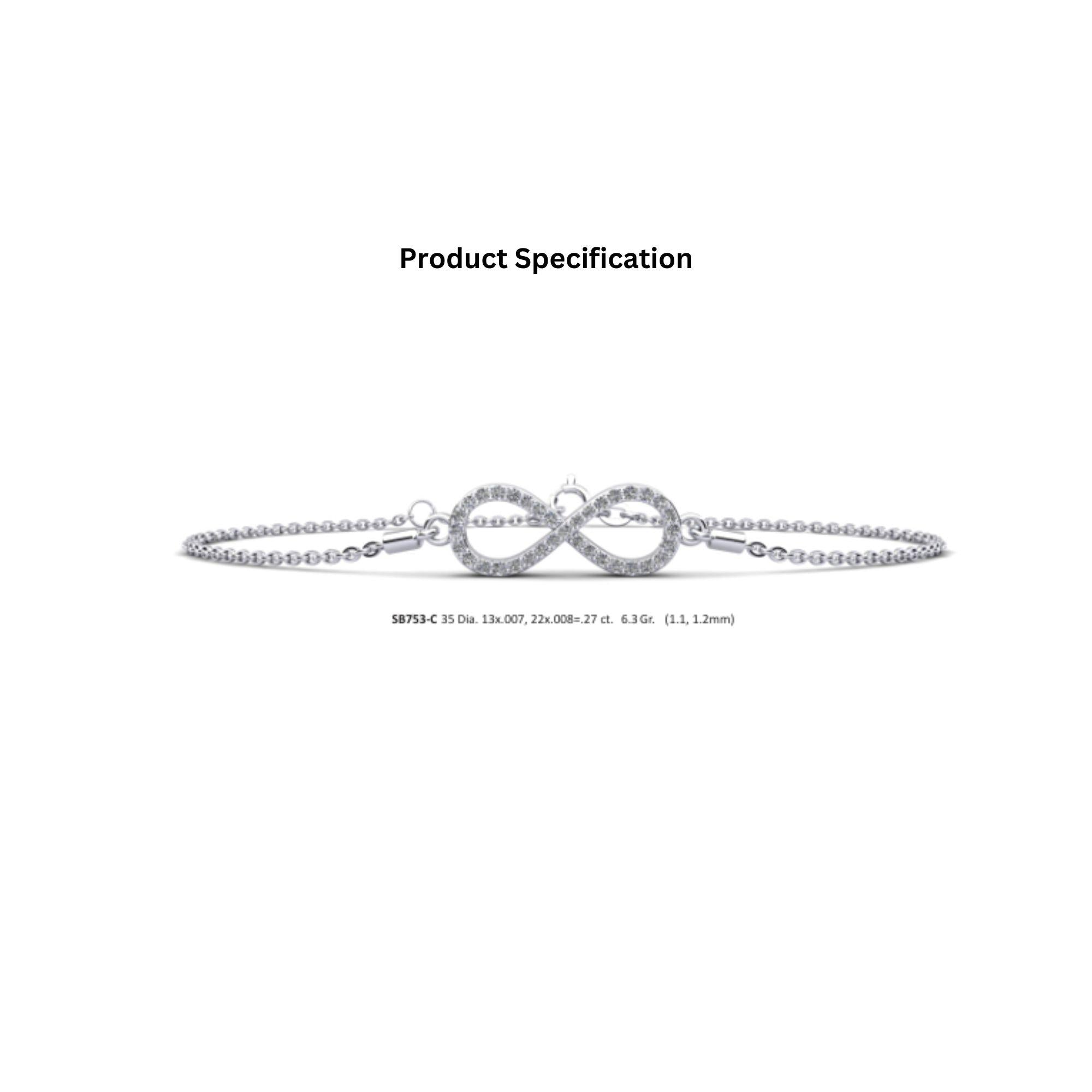Infinity Pave Diamond Charm Bracelet in 14K