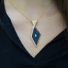 Intarsia Opal Malachite & Black Onyx with Diamond 14K Gold Pendant Necklace