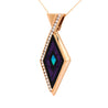 Intarsia Opal Malachite & Black Onyx with Diamond 14K Gold Pendant Necklace