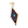 Intarsia Opal Malachite & Black Onyx with Diamond 14K Gold Pendant Necklace