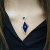 Intarsia Opal Malachite & Black Onyx with Diamond 14K Gold Pendant Necklace
