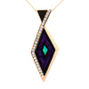 Intarsia Opal Malachite & Black Onyx with Diamond 14K Gold Pendant Necklace