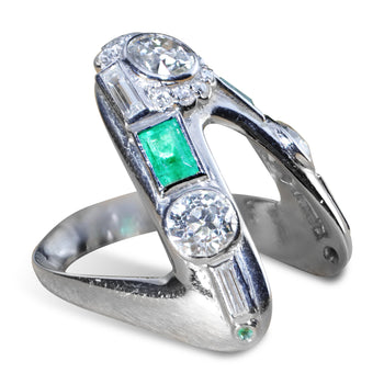 Art Deco Emerald and Diamond Palladium Antique Ring – Assay Jewelers