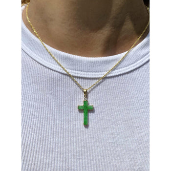 Pendentif croix en jade en or massif 18k – Assay Jewelers