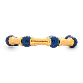Lapis Lazuli 21K Gold Hammered Finish Bead Bangle Bracelet – Assay Jewelers