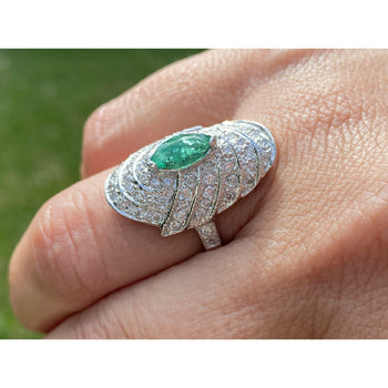 Ring a cupola con smeraldo taglio marquise e diamanti – Assay Jewelers