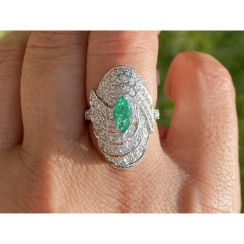Ring a cupola con smeraldo taglio marquise e diamanti – Assay Jewelers