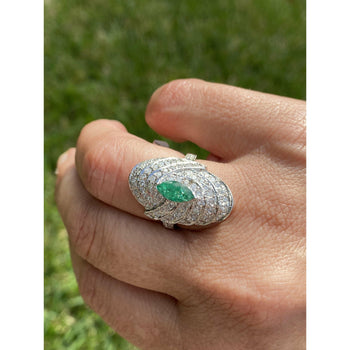 Ring a cupola con smeraldo taglio marquise e diamanti – Assay Jewelers