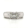 Bague pour homme de 2 carats, diamant de laboratoire taille émeraude, orientée est-ouest en or 14K