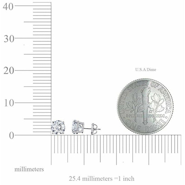 Mens 3 Carat Round Lab Grown Diamond Single Stud Earrings in White Gold - 4 Prong