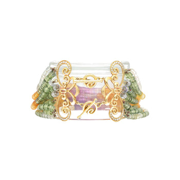 Multi Color Sapphire Bead and Diamond Bracelet in Designed 18K Yellow Gold – Assay Jewelers