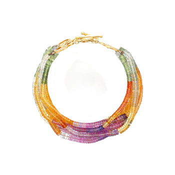 Multi Color Sapphire Bead and Diamond Bracelet in Designed 18K Yellow Gold – Assay Jewelers