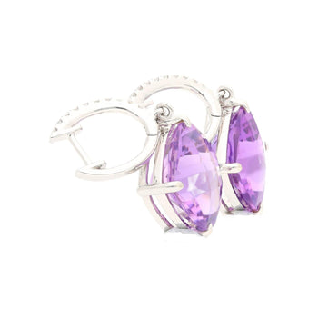 Natural 13.12 Carat Cushion Cut Amethyst & Diamond Dangling Earrings – Assay Jewelers