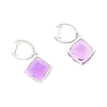 Natural 13.12 Carat Cushion Cut Amethyst & Diamond Dangling Earrings – Assay Jewelers