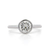 Natural 1.01 Carat Round Diamond Flush Bezel Set 14K White Gold Solitaire Ring
