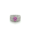 Bague dôme en saphir rose ovale naturel de 2 carats avec grappe de diamants