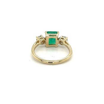 Natural emerald colombiana da 2,05 carati e diamante, Ring a tre pietre con fascia sottile in oro giallo 14K – Assay Jewelers