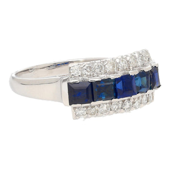 Bague cluster en platine à 5 pierres, saphir bleu naturel 2,28 carats et diamants – Assay Jewelers