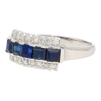 Bague cluster en platine à 5 pierres avec saphir bleu naturel de 2,28 carats et diamants – Assay Jewelers