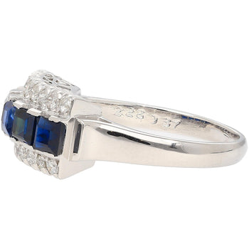 Natural saphir bleu de 2.28 carats et diamants, bague cluster en platine à 5 pierres – Assay Jewelers
