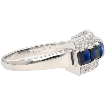 Bague cluster 5 pierres en platine, saphir bleu naturel 2,28 carats et diamants – Assay Jewelers