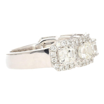 18Kホワイトゴールドの天然2.75CTTWアッシャーカットダイヤモンドクラウン婚約Ring – Assay Jewelers
