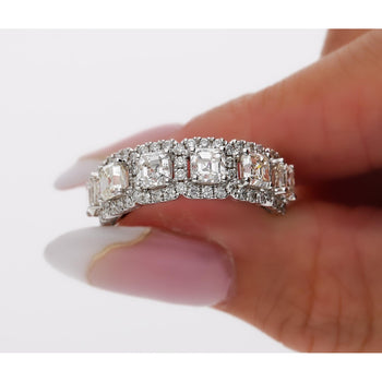 18Kホワイトゴールドの天然2.75 CTTWアッシャーカットダイヤモンドクラウン婚約Ring – Assay Jewelers
