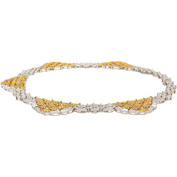 Natural 35 Carat Pink, White, & Yellow Diamond 18K Three Tone Necklace Choker – Assay Jewelers