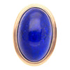 Bague ovale à serti clos en or rose et blanc 18K avec lapis-lazuli bleu naturel de 47,01 carats