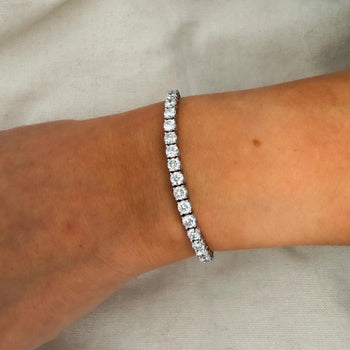 Natural 9 Carat Round Diamond 4-Prong Box 14K White Gold Tennis Bracelet – Assay Jewelers