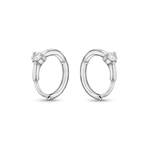 Natural Diamond 14K Huggie Hoop Earrings Multi Ear Placement