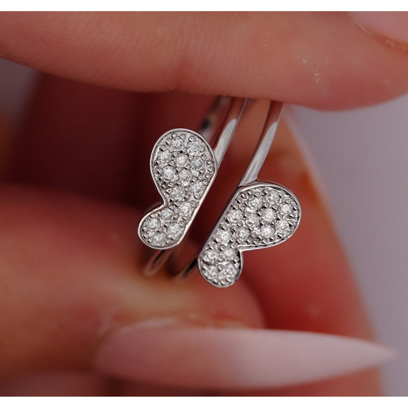 Natural Diamond Butterfly Two Piece Stack Ring in 14K Gold