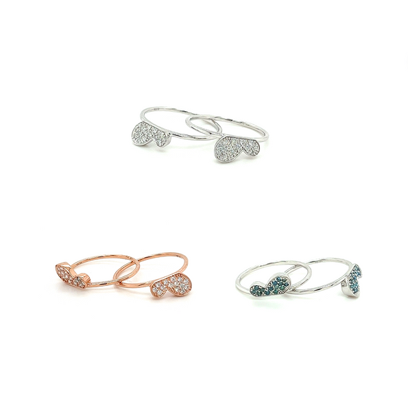 Natural Diamond Butterfly Two Piece Stack Ring in 14K Gold