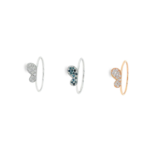 Natural Diamond Butterfly Two Piece Stack Ring in 14K Gold