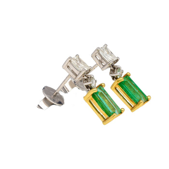 Natural Elongated Emerald and Diamond Drop Earrings in 18K Gold – Assay Jewelers