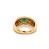 Natural Emerald and Diamond Gold Bezel Set Unisex Ring in 14K Gold