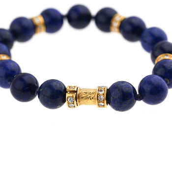 Natural Lapis Lazuli 15 Bead 52 Diamond Rondelle 18K Gold 8 Inch Bracelet – Assay Jewelers