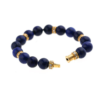 Natural Lapis Lazuli 15 Bead 52 Diamond Rondelle 18K Gold 8 Inch Bracelet – Assay Jewelers