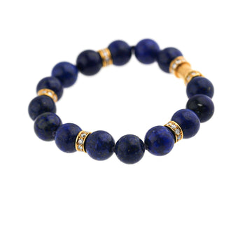 Natural Lapis Lazuli 15 Bead 52 Diamond Rondelle 18K Gold 8 Inch Bracelet – Assay Jewelers