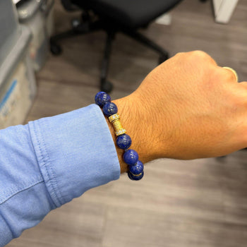 Natural Lapis Lazuli 15 Bead 52 Diamond Rondelle 18K Gold 8 Inch Bracelet – Assay Jewelers