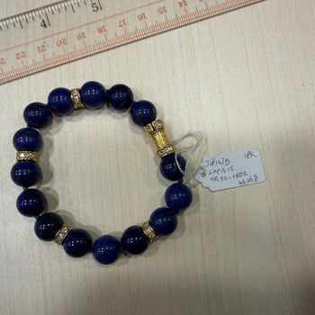 Natural Lapis Lazuli 15 Bead 52 Diamond Rondelle 18K Gold 8 Inch Bracelet – Assay Jewelers