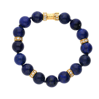 Natural Lapis Lazuli 15 Bead 52 Diamond Rondelle 18K Gold 8 Inch Bracelet – Assay Jewelers