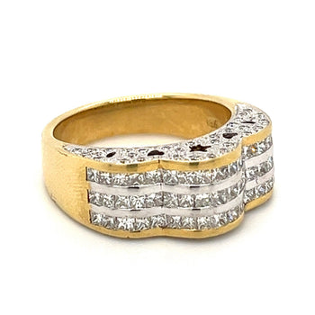 Ring cluster a stella con diamanti naturali taglio princess in oro 18k – Assay Jewelers