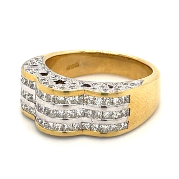 Ring cluster a stella con diamanti naturali taglio princess in oro 18k – Assay Jewelers
