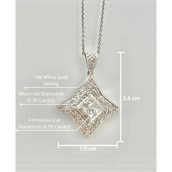 Natural Princess Cut White Gold Diamond Star Necklace in 18k White Gold – Assay Jewelers