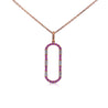 Open Oval 14K Rose Gold Diamond and Sapphire Pendant Necklace